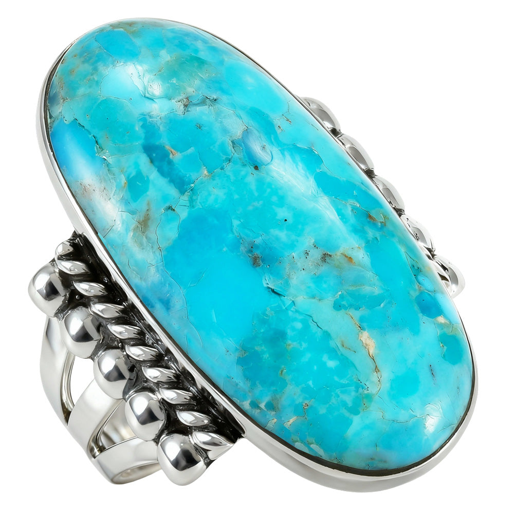Turquoise Ring Sterling Silver R2537-C75 (Unisex, Sizes 6-14)
