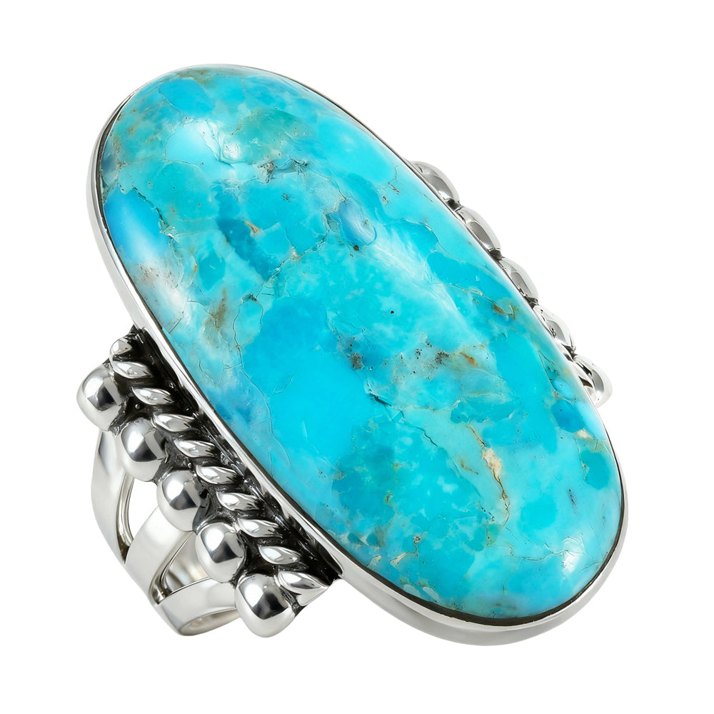 Turquoise Ring Sterling Silver R2537-C75 (Unisex, Sizes 6-14)