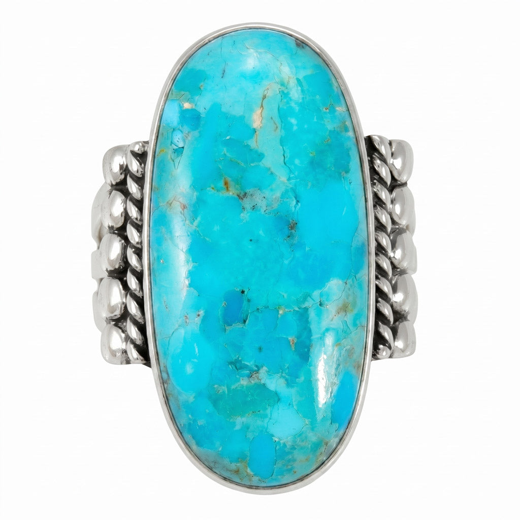 Turquoise Ring Sterling Silver R2537-C75 (Unisex, Sizes 6-14)