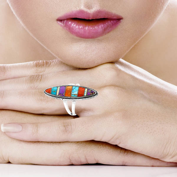 Multi-Gemstone Ring Sterling Silver R2539-C00