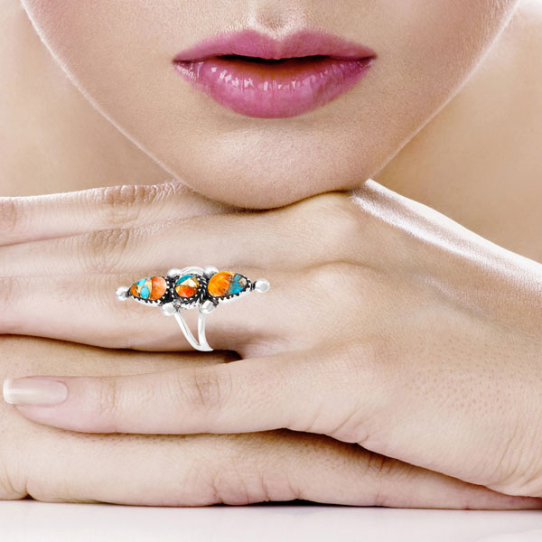 Spiny Turquoise Ring Sterling Silver R2542-C89