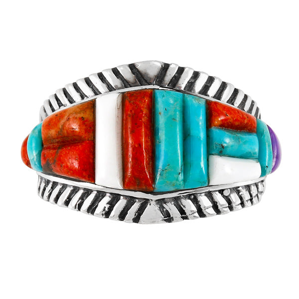 Turquoise & Coral Ring Sterling Silver R2543-C50