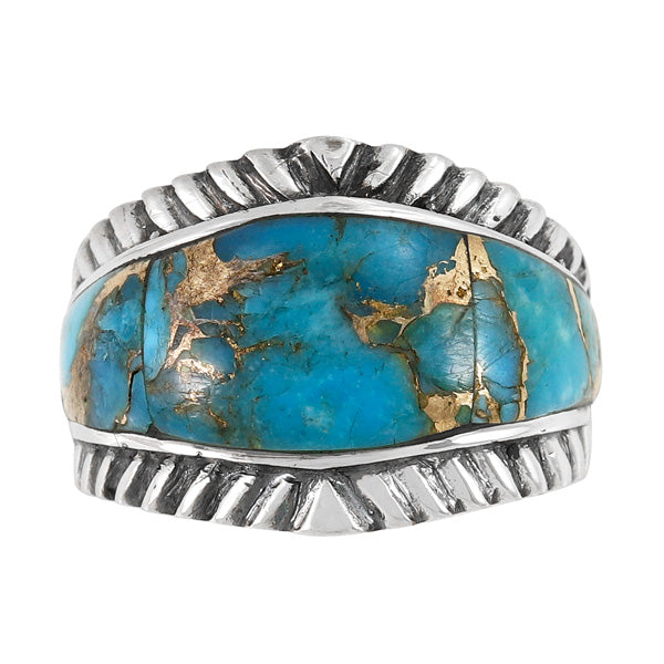 Matrix Turquoise Ring Sterling Silver R2543-C84 (Unisex, Sizes 6-13)