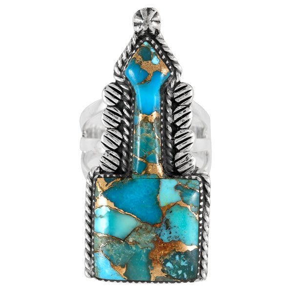 Arrow Matrix Turquoise Ring Sterling Silver R2547-C84