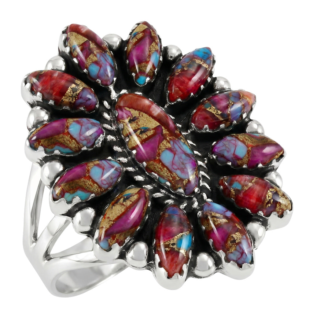 Rainbow Spiny Turquoise Ring Sterling Silver R2548-C91