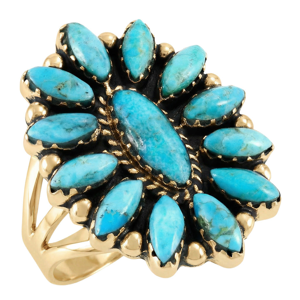 Turquoise Ring GoldBrass R2548-GB-C75