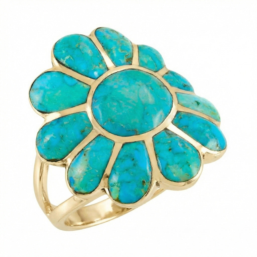Turquoise Ring GoldBrass R2554-GB-C75