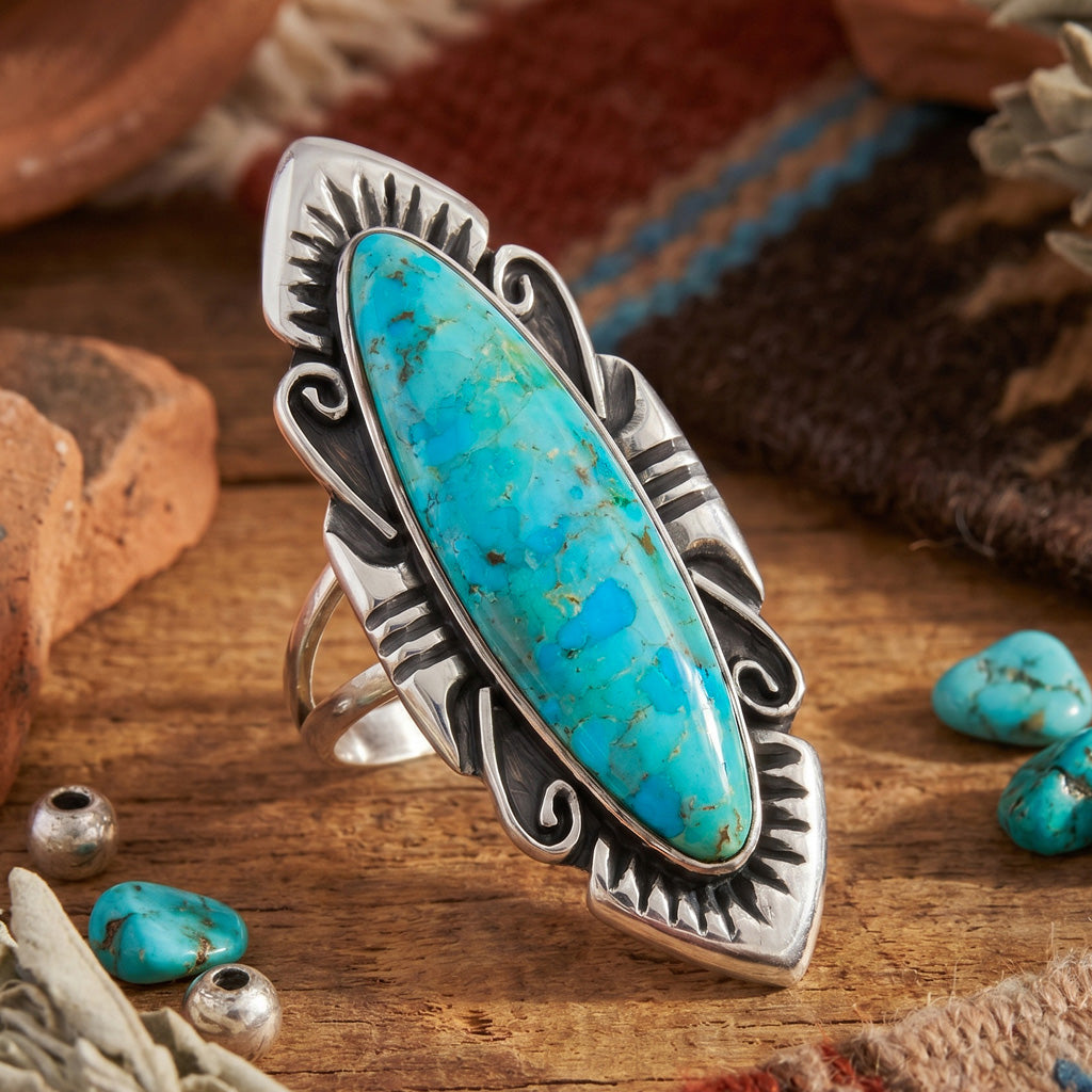 Turquoise Ring Sterling Silver R2555-C75