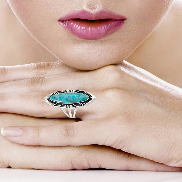 FINAL CLEARANCE - Turquoise Ring SilveryCopper™ R2555-SB-C75