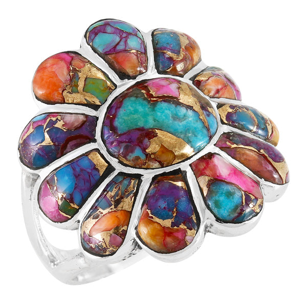 Rainbow Spiny Turquoise Ring Sterling Silver R2554-C91