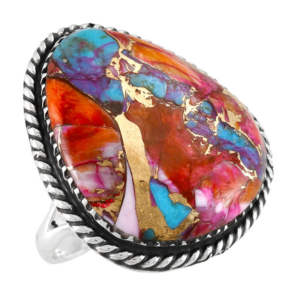 Rainbow Spiny Turquoise Ring Sterling Silver R2558-C91