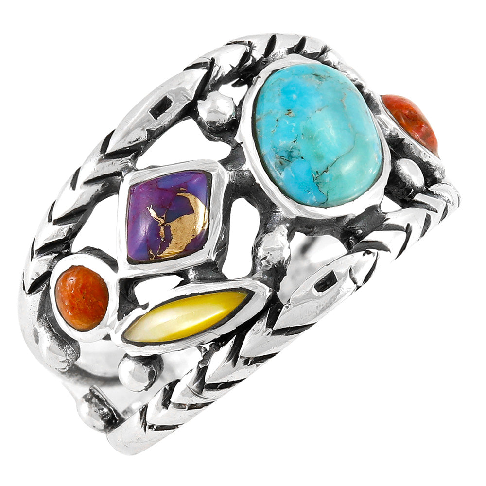 Multi Gemstone Ring SilverBronzé R2559-SB-C71