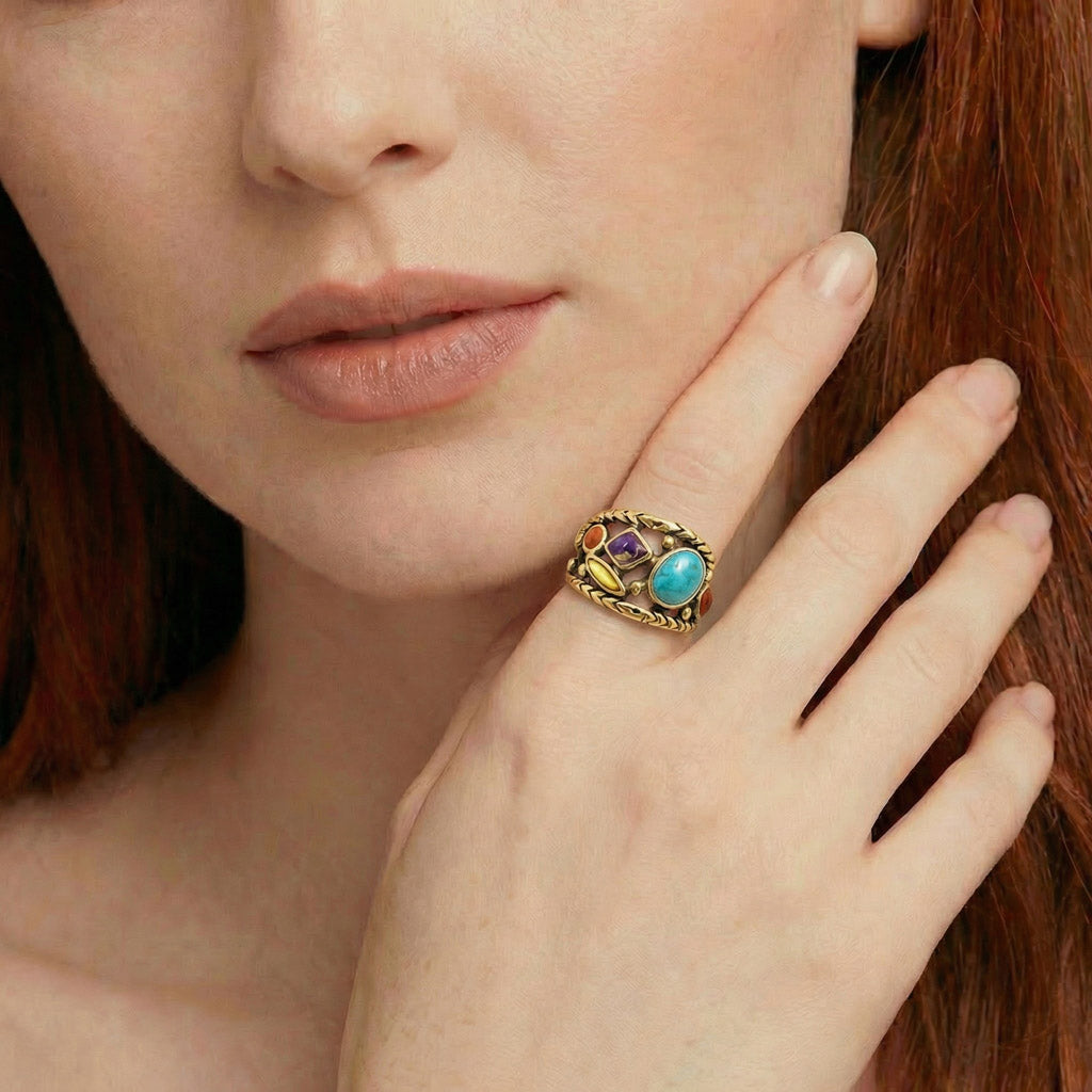 Multi Gemstone Ring GoldCopper™ R2559-GB-C71