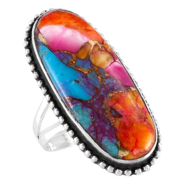 Rainbow Spiny Turquoise Ring Sterling Silver R2561-C91