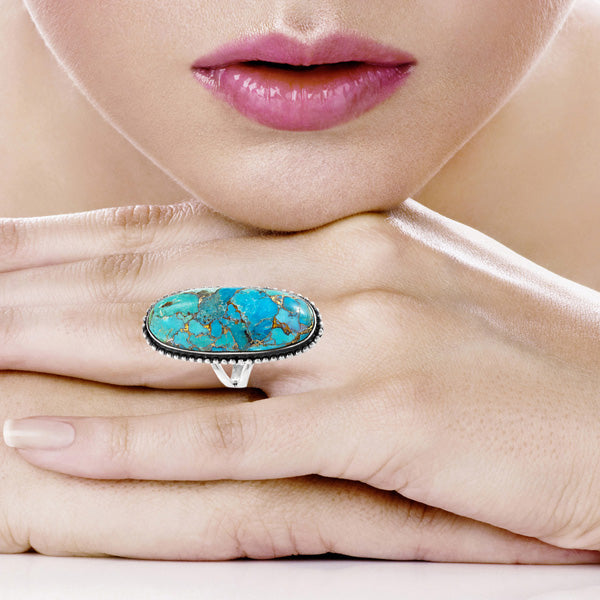 Matrix Turquoise Ring Sterling Silver R2561-C84