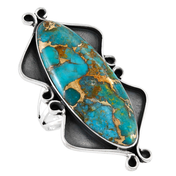 Matrix Turquoise Ring Sterling Silver R2562-LG-C84 (LARGER style)