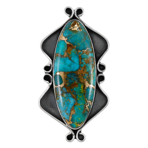 Matrix Turquoise Ring Sterling Silver R2562-LG-C84 (LARGER style)