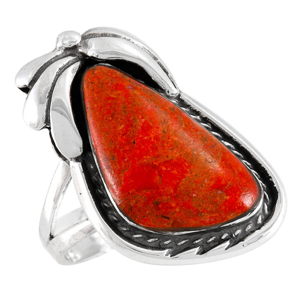 Coral Ring Sterling Silver R2563-C74