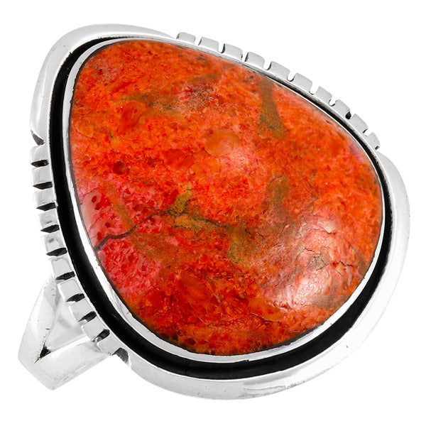 Coral Ring Sterling Silver R2564-C74