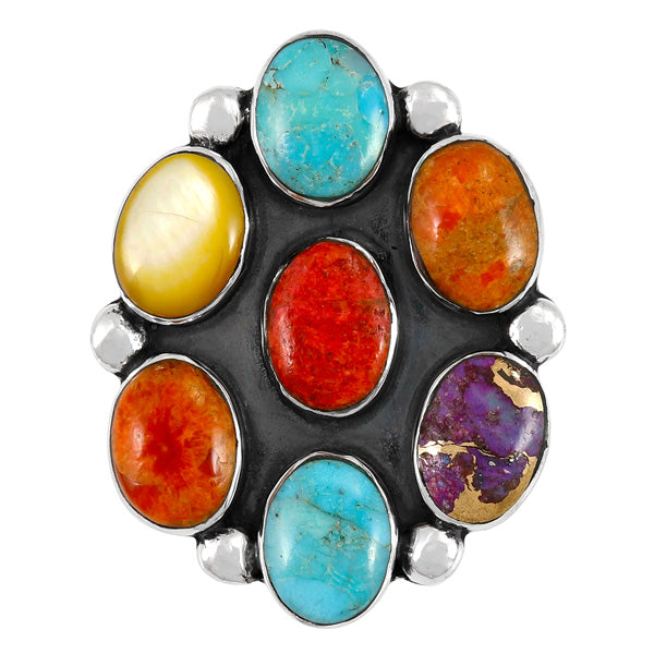 Multi-Gemstone Ring Sterling Silver R2566-LG-C71 (LARGER style)