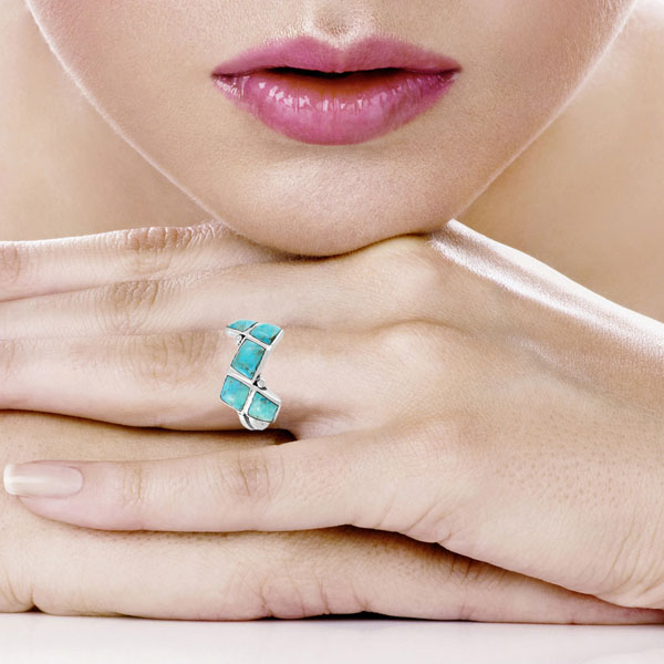 FINAL CLEARANCE - Turquoise Ring SilveryCopper™ R2567-SB-C75