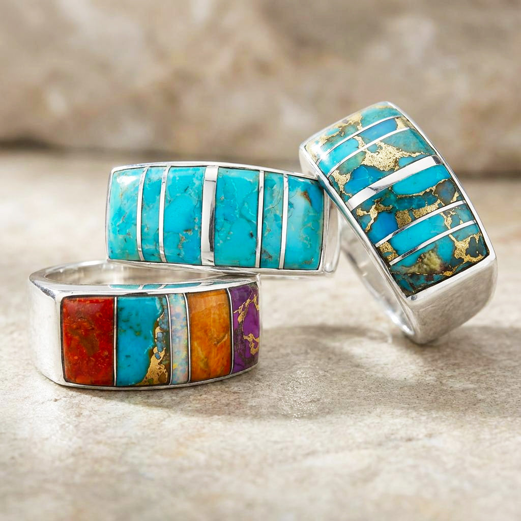 Matrix Turquoise Ring Sterling Silver R2570-C84 (Unisex, Sizes 6-14)