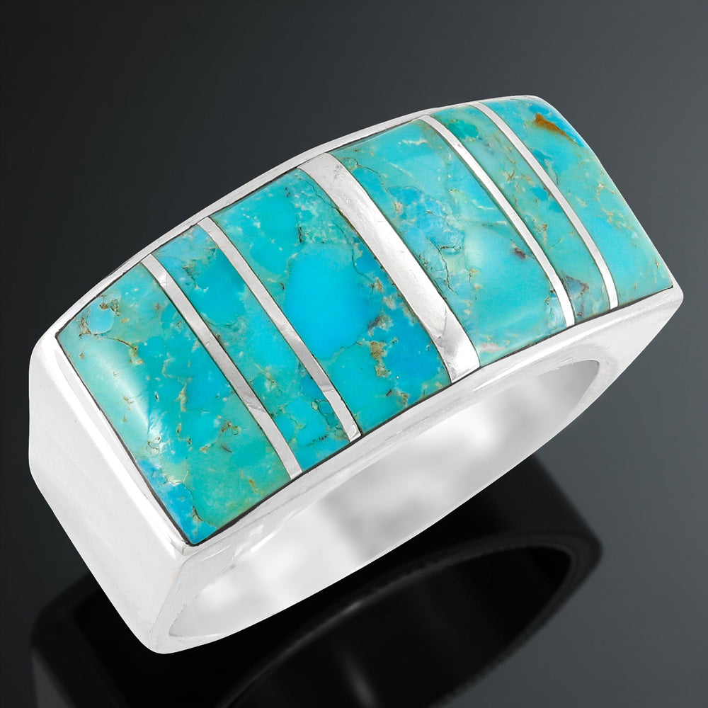 Turquoise Ring Sterling Silver R2570-C05 (Unisex, Sizes 6-14)
