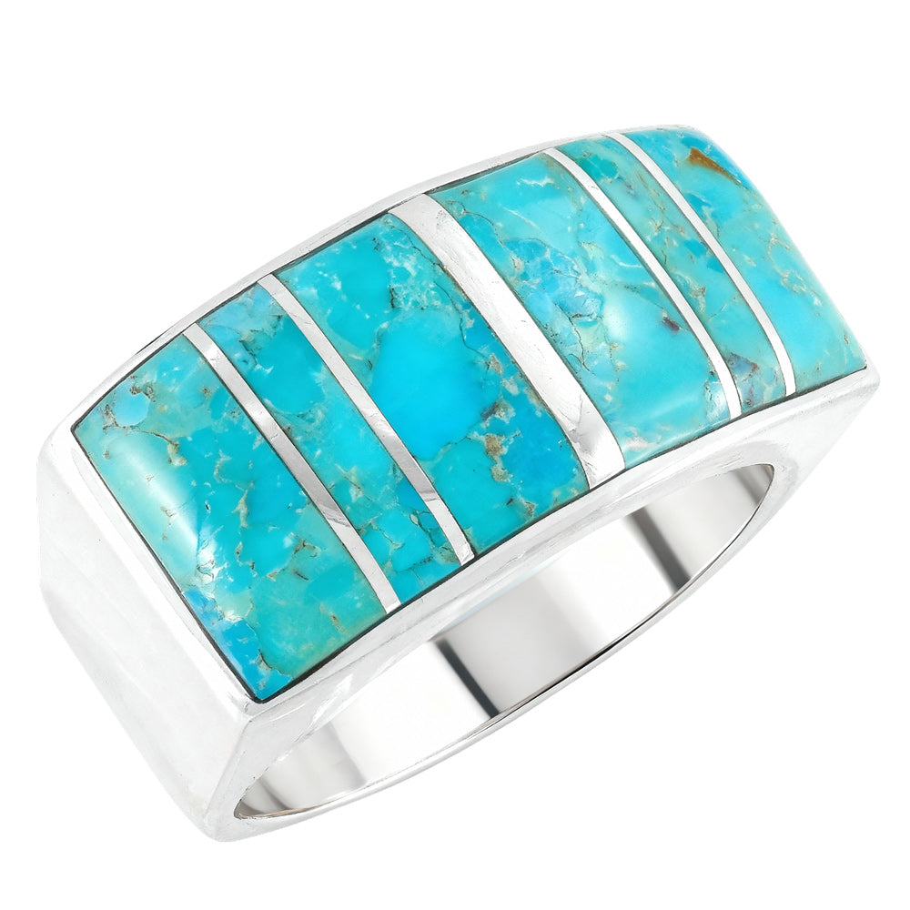 Turquoise Ring Sterling Silver R2570-C05 (Unisex, Sizes 6-14)