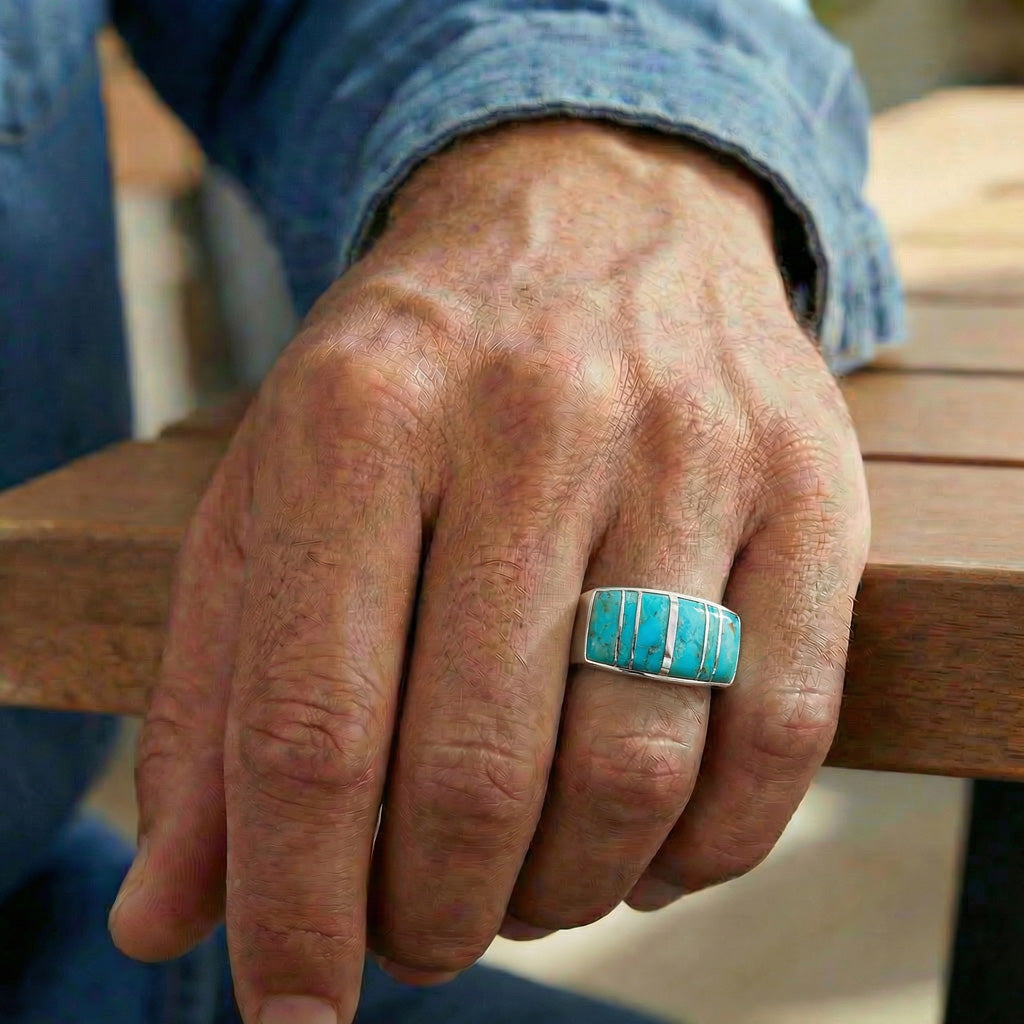 Turquoise Ring SilverBronzé™ R2570-SB-C05 (Unisex, Sizes 6-14)