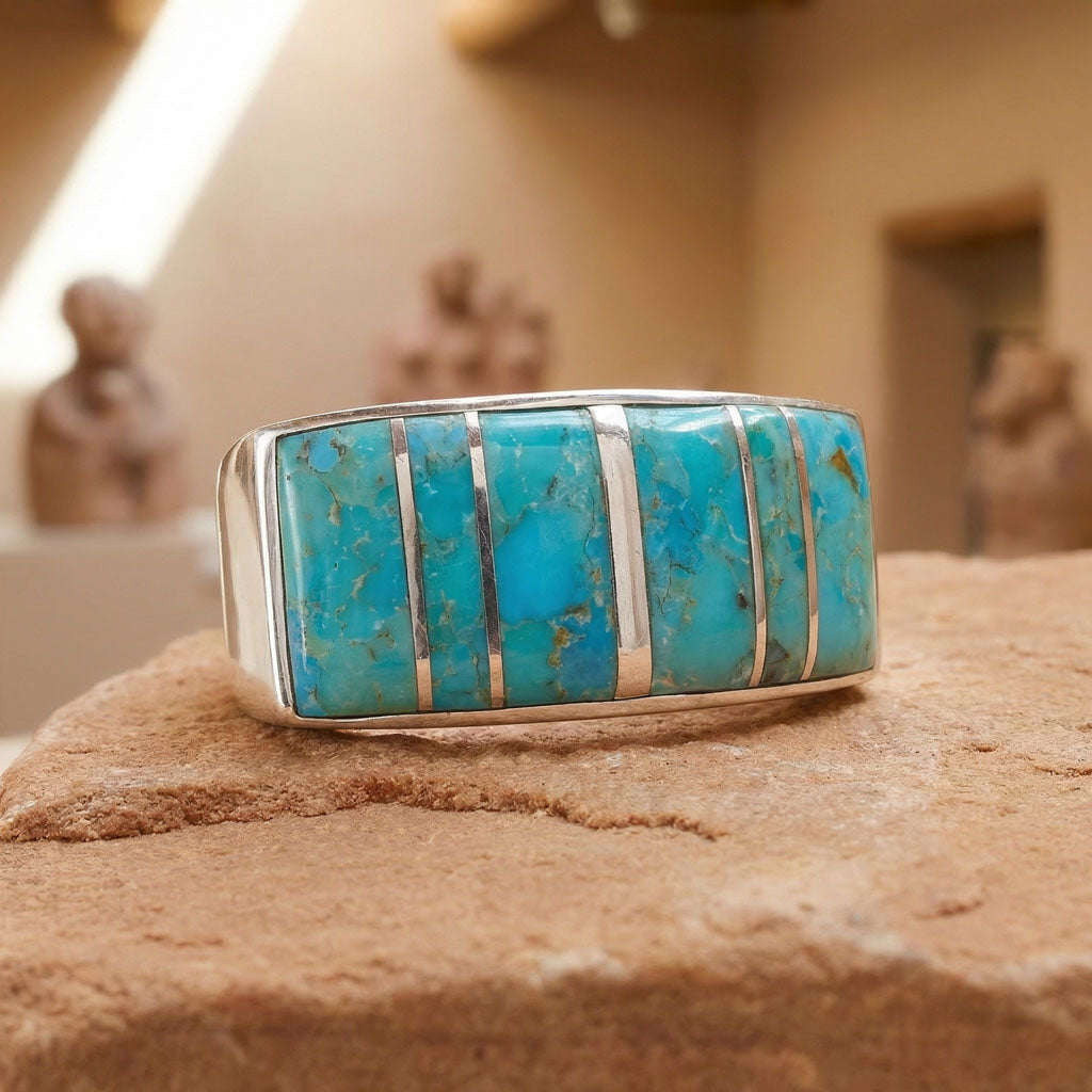 Turquoise Ring Sterling Silver R2570-C05 (Unisex, Sizes 6-14)