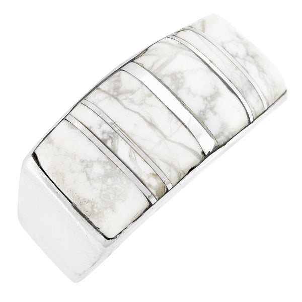 Howlite Ring Sterling Silver R2570-C103 (Unisex, Sizes 6-13)