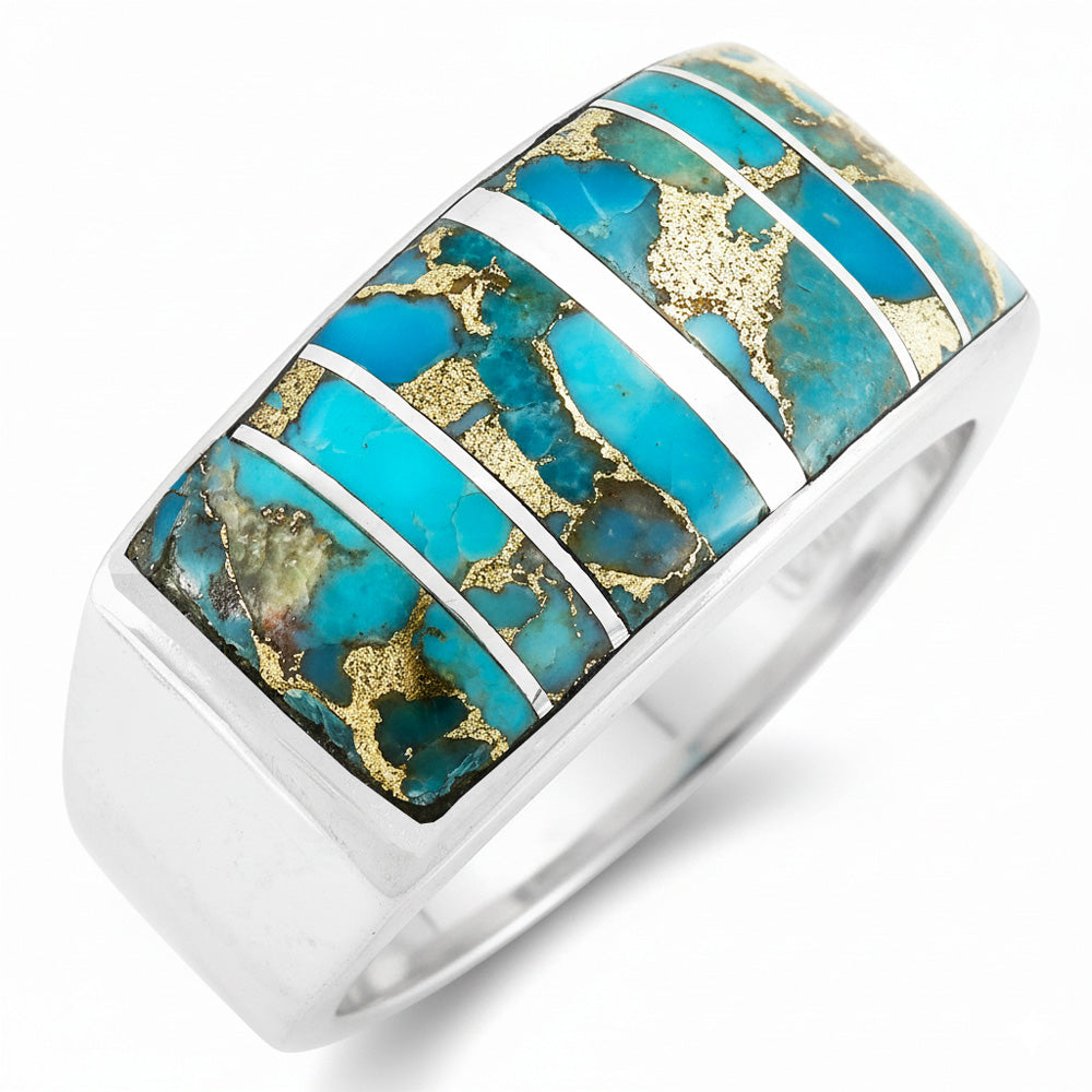 Matrix Turquoise Ring Sterling Silver R2570-C84 (Unisex, Sizes 6-14)