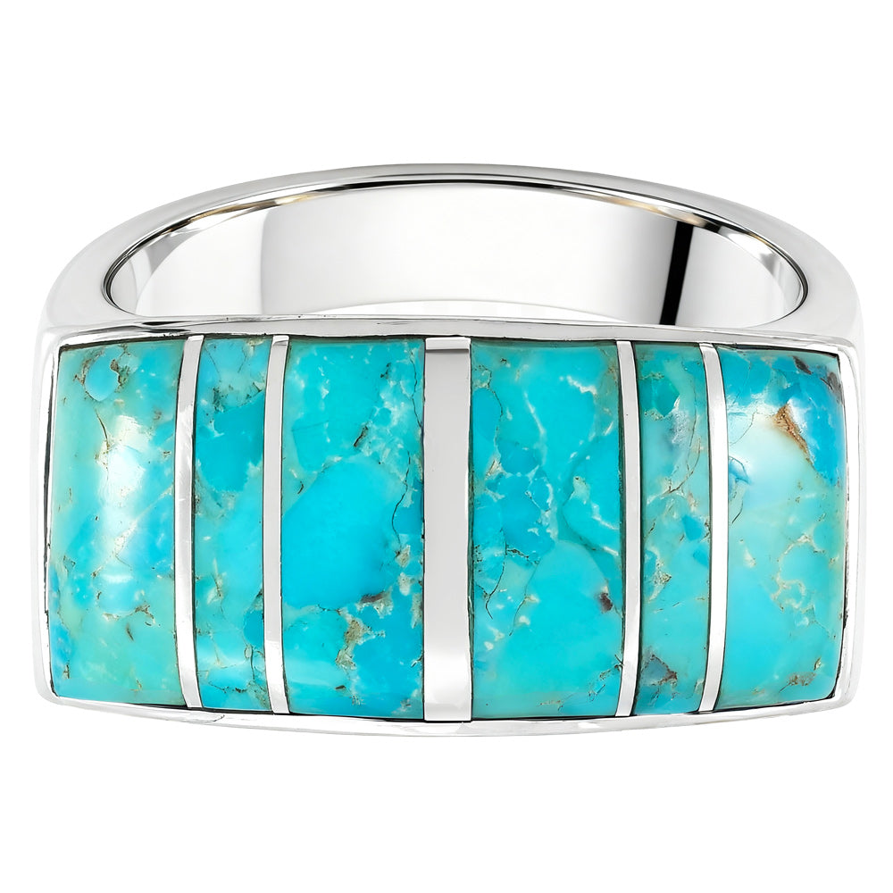 Turquoise Ring Sterling Silver R2570-C05 (Unisex, Sizes 6-14)