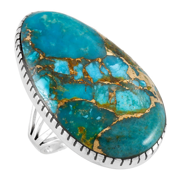 Matrix Turquoise Ring Sterling Silver R2571-LG-C84 (LARGER style)