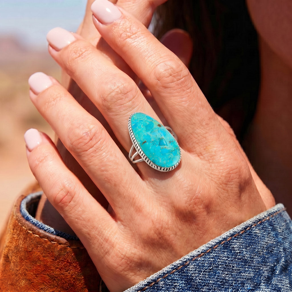 Turquoise Ring Sterling Silver R2571-SM-C75