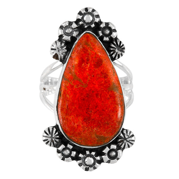 Coral Ring Sterling Silver R2572-SM-C74