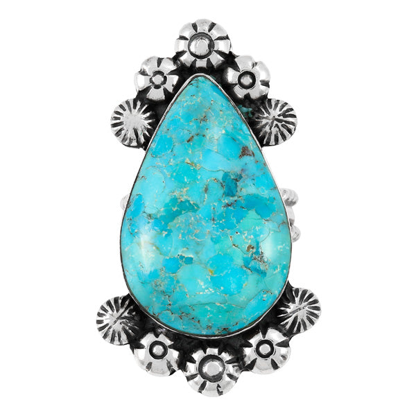 Turquoise Ring Sterling Silver R2572-LG-C75 (LARGER style)