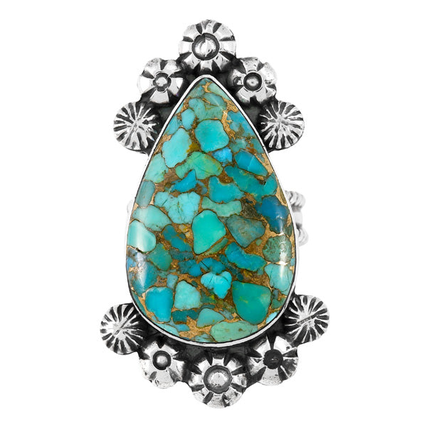 Matrix Turquoise Ring Sterling Silver R2572-LG-C84 (LARGER style)