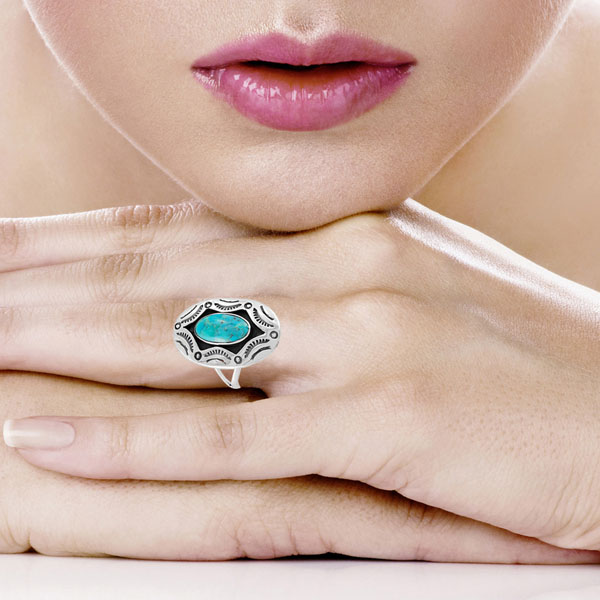 Turquoise Ring Sterling Silver R2573-C75