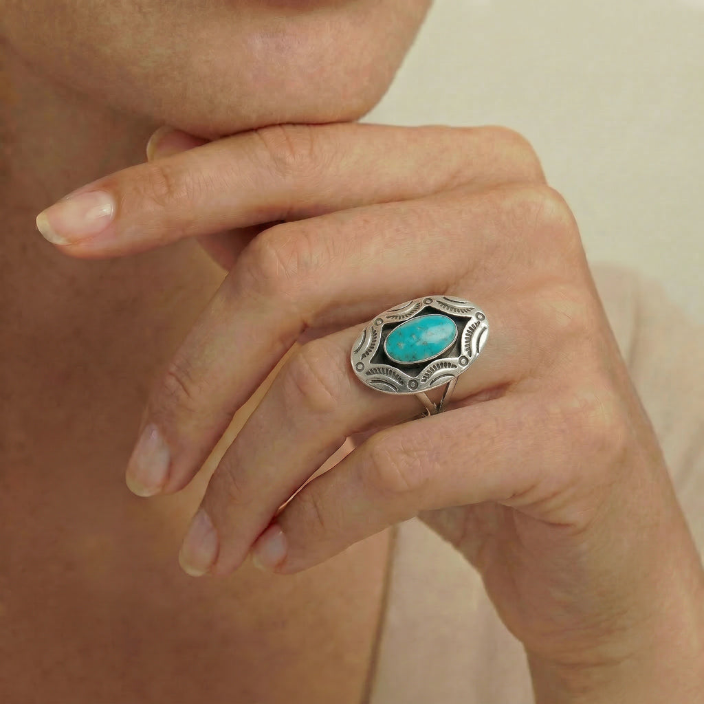 Turquoise Ring Sterling Silver R2573-C75