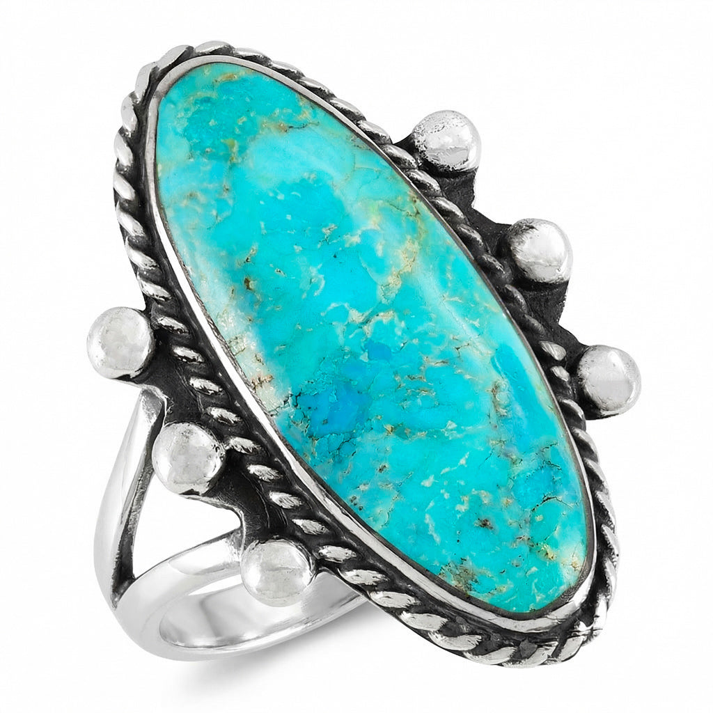 Turquoise Ring Sterling Silver R2577-LG-C75 (Larger style)