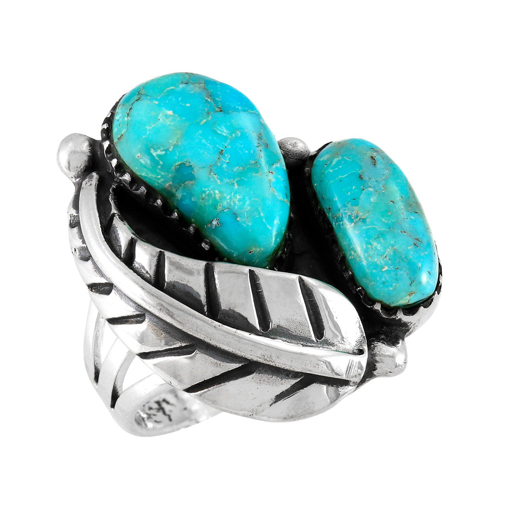Turquoise Ring Sterling Silver R2582-LG-C75 (LARGER style)