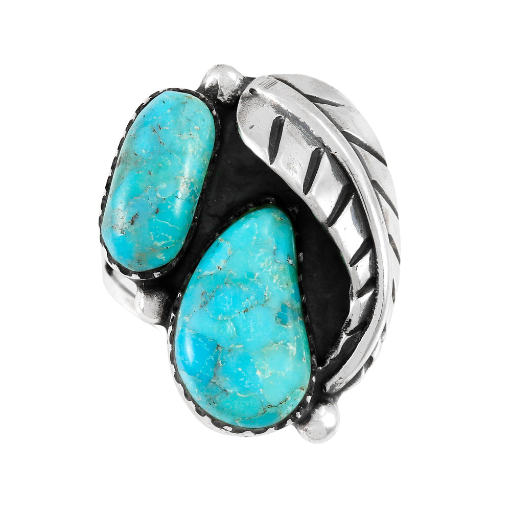 Turquoise Ring Sterling Silver R2582-LG-C75 (LARGER style)