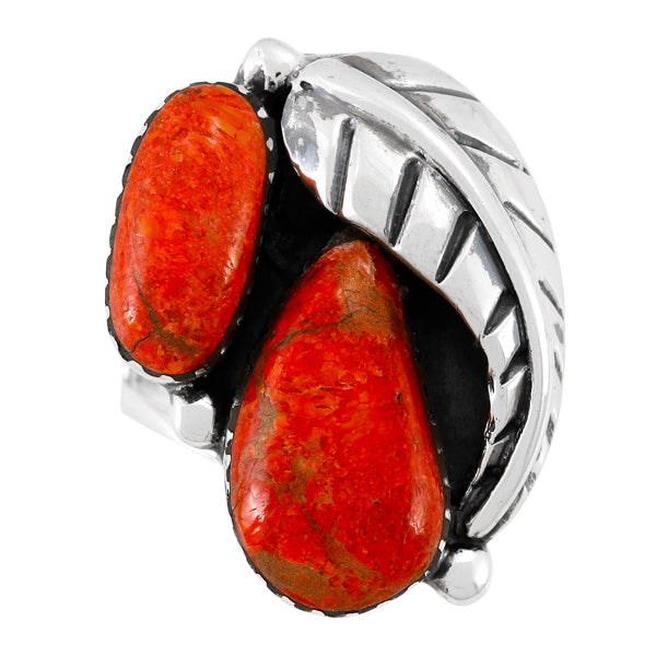 Coral Ring Sterling Silver R2582-LG-C74 (LARGER style)