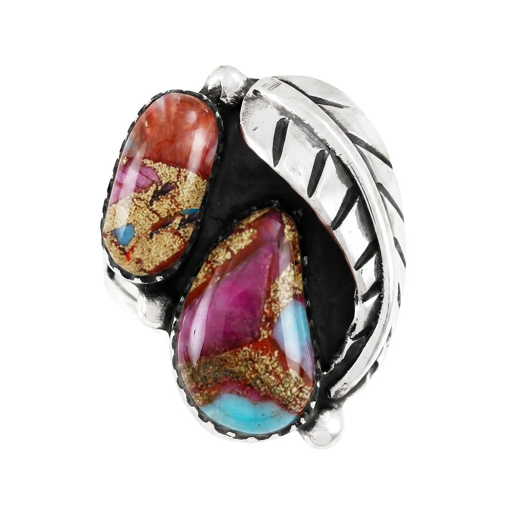 Rainbow Spiny Turquoise Ring Sterling Silver R2582-LG-C91 (LARGER style)