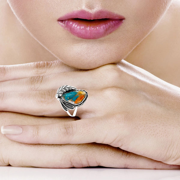 Spiny Turquoise Ring Sterling Silver R2583-C89