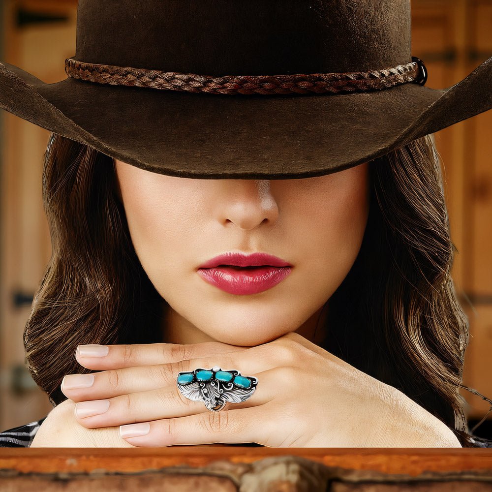 Turquoise Ring Sterling Silver R2591-SM-C75