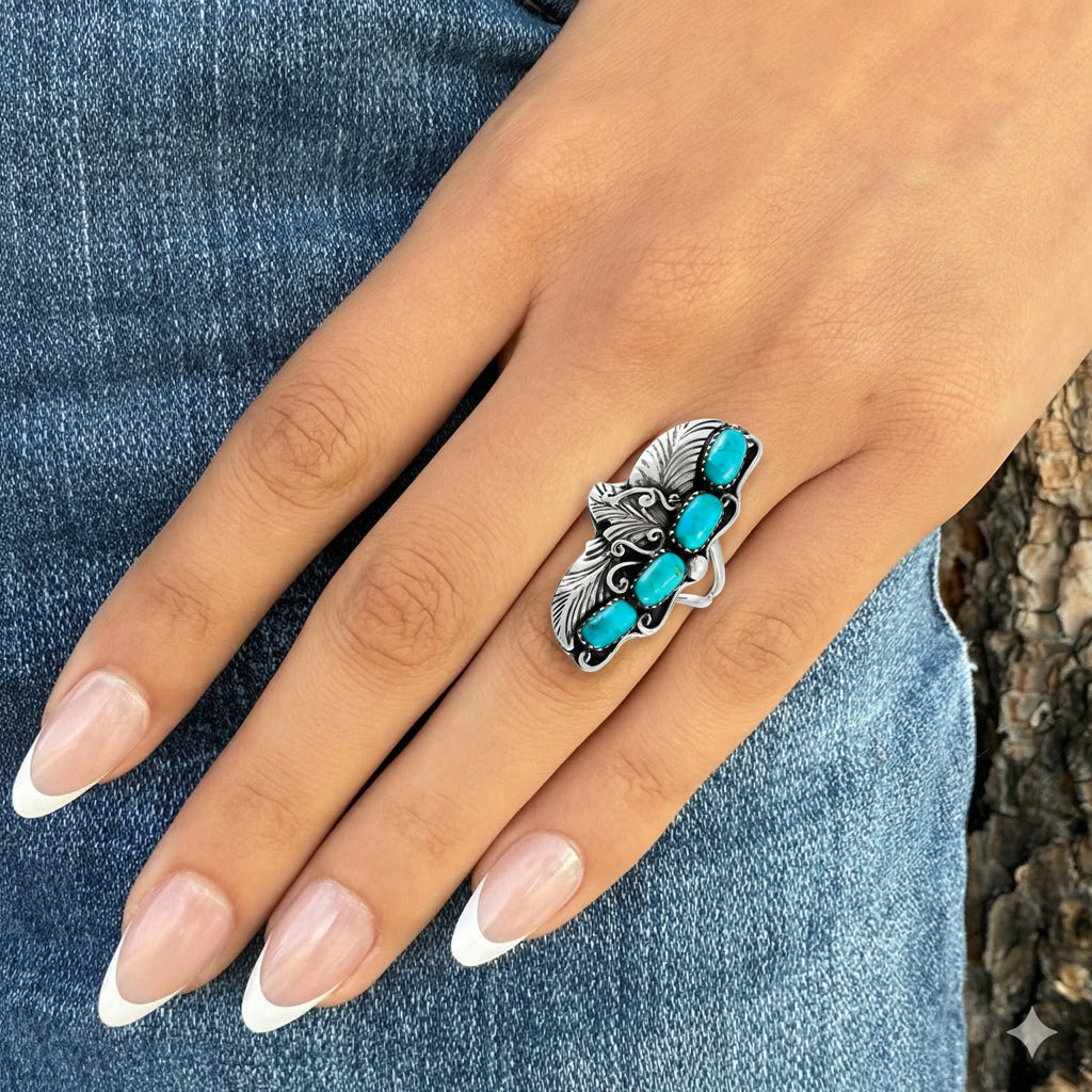 Turquoise Ring Sterling Silver R2591-SM-C75