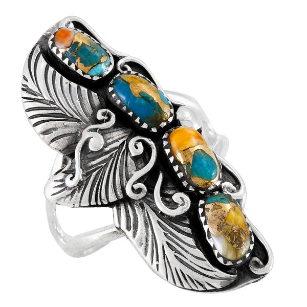 Spiny Turquoise Ring Sterling Silver R2591-SM-C89