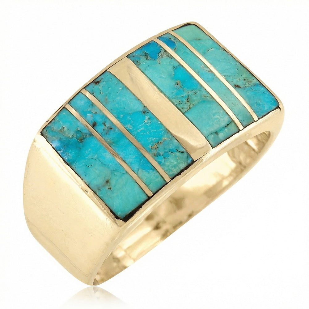Turquoise Ring GoldCopper™ R2570-GB-C05 (Unisex, Sizes 6-14)